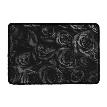 Black Rose Print Kitchen Mat