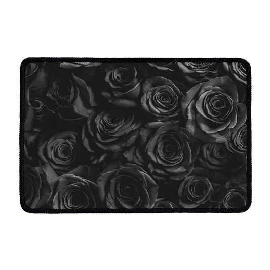 Black Rose Print Kitchen Mat