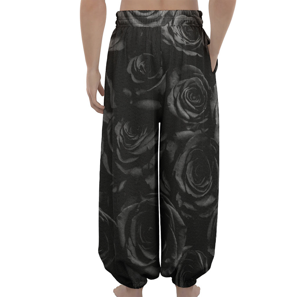 Black Rose Print Lantern Pants