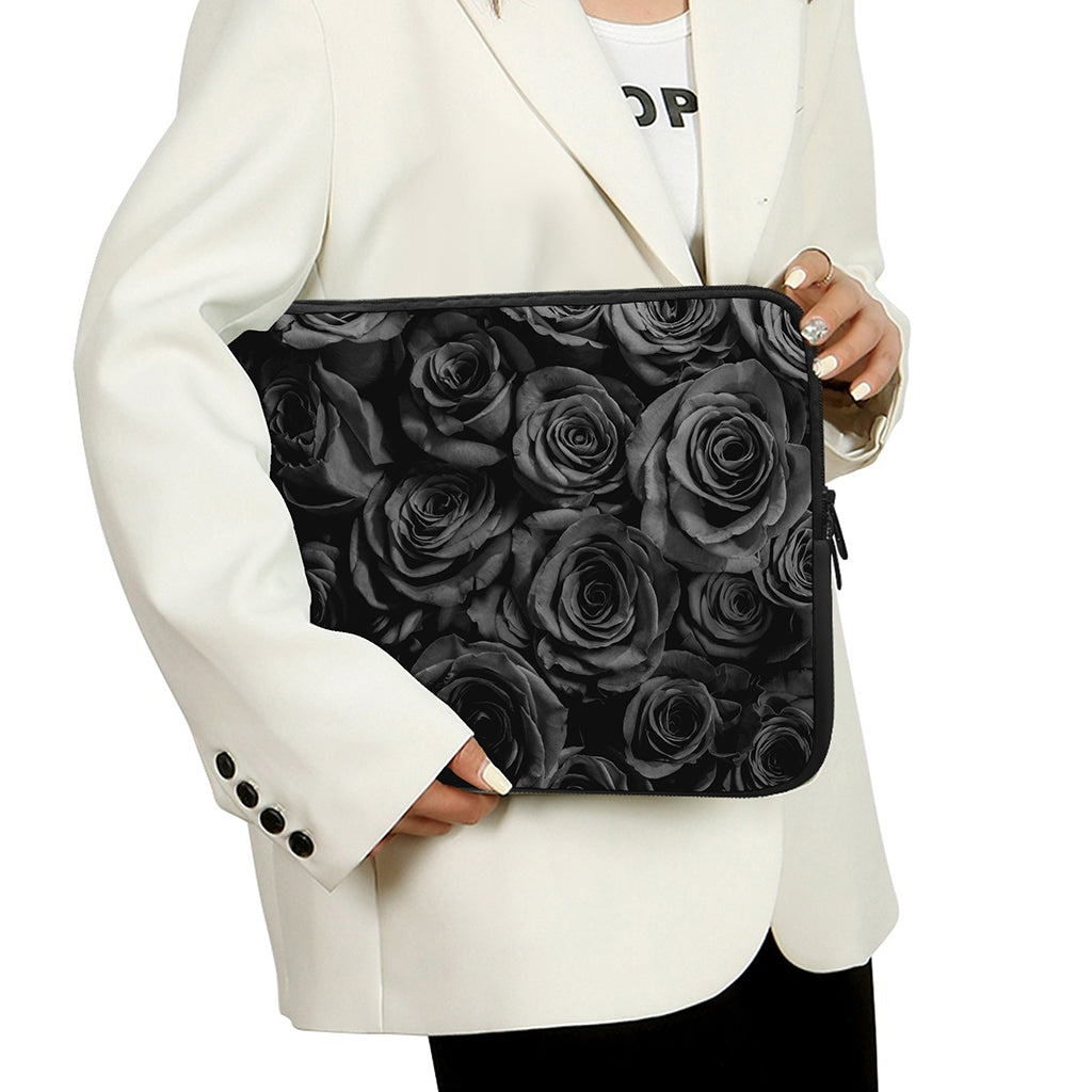 Black Rose Print Laptop Sleeve