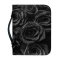 Black Rose Print Leather Bible Cover