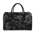 Black Rose Print Leather Duffel Bag