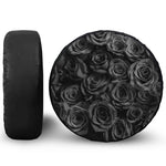 Black Rose Print Leather Spare Tire Cover