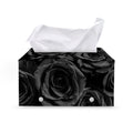 Black Rose Print Leather Tissue Box Cover