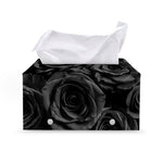Black Rose Print Leather Tissue Box Cover