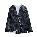 Black Rose Print Long Sleeve Short Coat