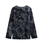 Black Rose Print Long Sleeve Short Coat