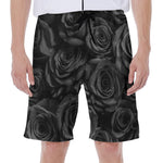 Black Rose Print Men's Beach Shorts