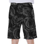 Black Rose Print Men's Beach Shorts
