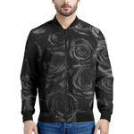 Black Rose Print Men's Bomber Jacket