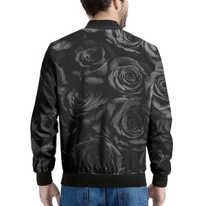 Black Rose Print Men's Bomber Jacket