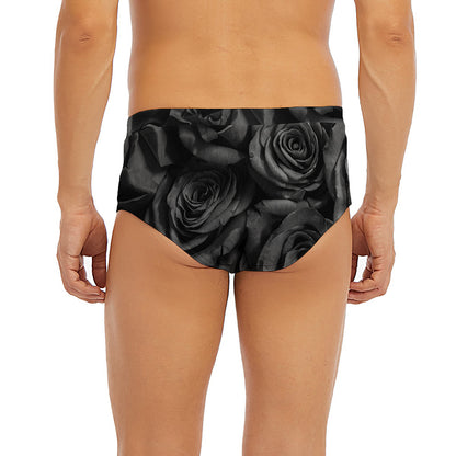 Black Rose Print Men's Briefs