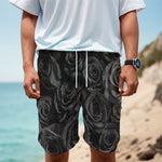 Black Rose Print Men's Cargo Shorts