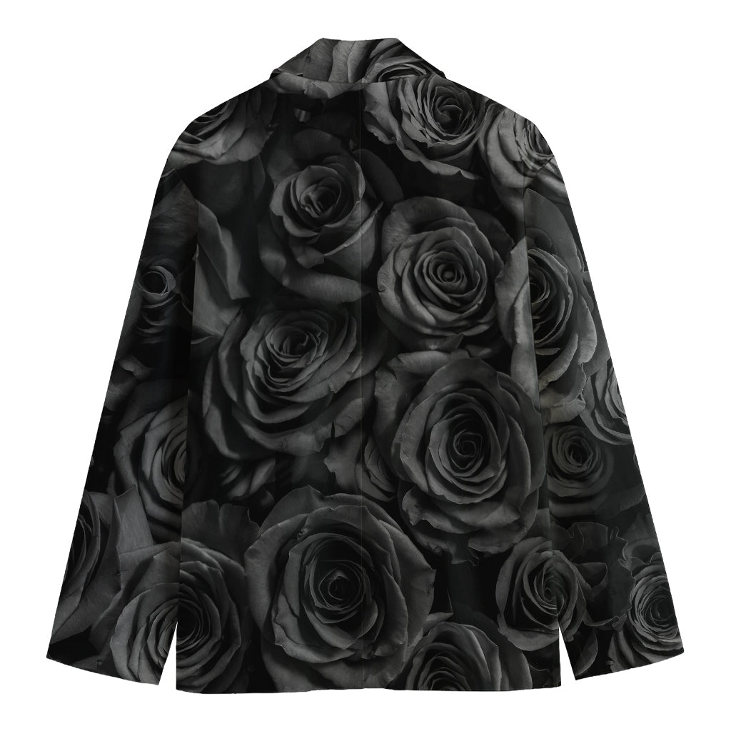 Black Rose Print Men's Cotton Blazer
