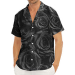 Black Rose Print Men's Deep V-Neck Shirt
