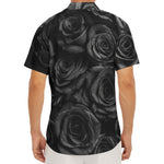 Black Rose Print Men's Deep V-Neck Shirt