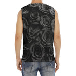 Black Rose Print Men's Fitness Tank Top