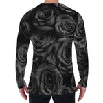 Black Rose Print Men's Long Sleeve T-Shirt