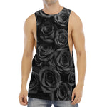 Black Rose Print Men's Muscle Tank Top