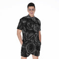 Black Rose Print Men's Romper