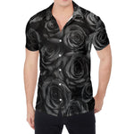 Black Rose Print Men's Shirt