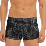 Black Rose Print Men's Short Boxer Briefs