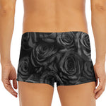 Black Rose Print Men's Short Boxer Briefs