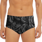 Black Rose Print Men's Triangle Swim Briefs