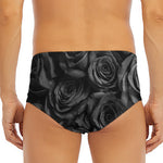 Black Rose Print Men's Triangle Swim Briefs