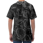 Black Rose Print Men's Velvet T-Shirt