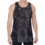 Black Rose Print Men's Velvet Tank Top