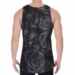 Black Rose Print Men's Velvet Tank Top