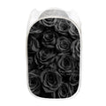 Black Rose Print Mesh Laundry Hamper