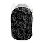 Black Rose Print Mesh Laundry Hamper