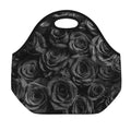 Black Rose Print Neoprene Lunch Bag