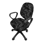 Black Rose Print Office Chair Cover