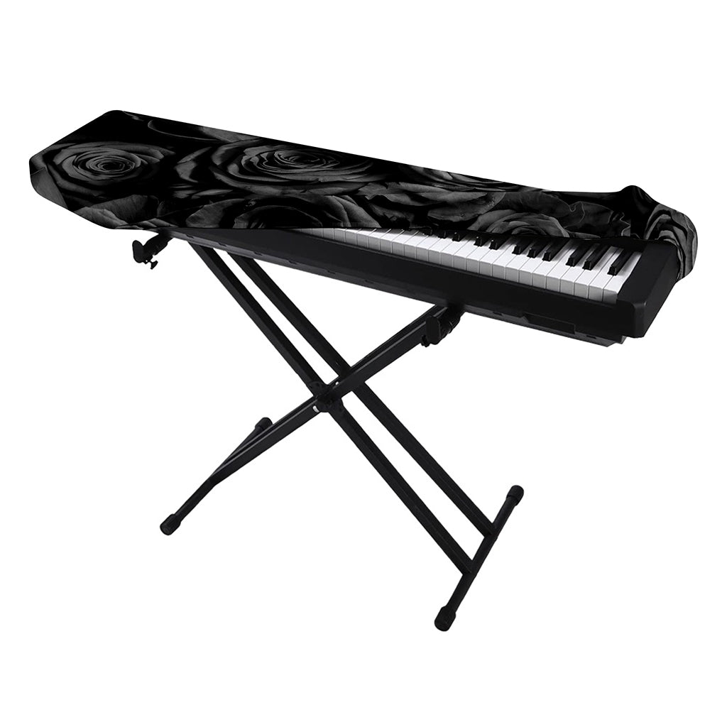 Black Rose Print Piano Keyboard Cover