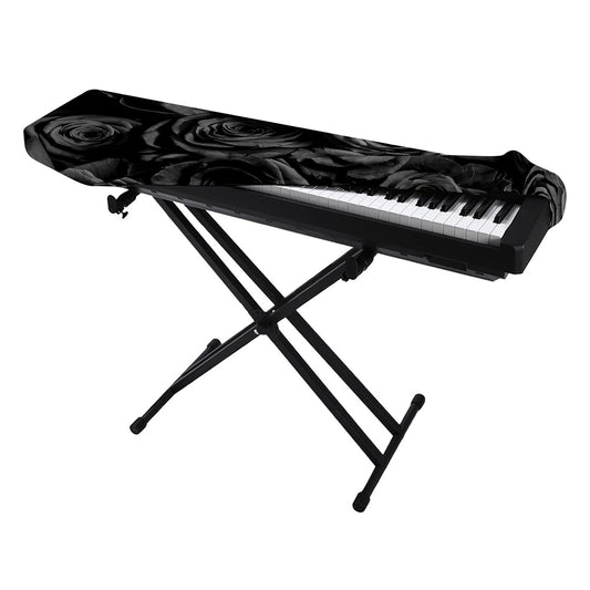 Black Rose Print Piano Keyboard Cover