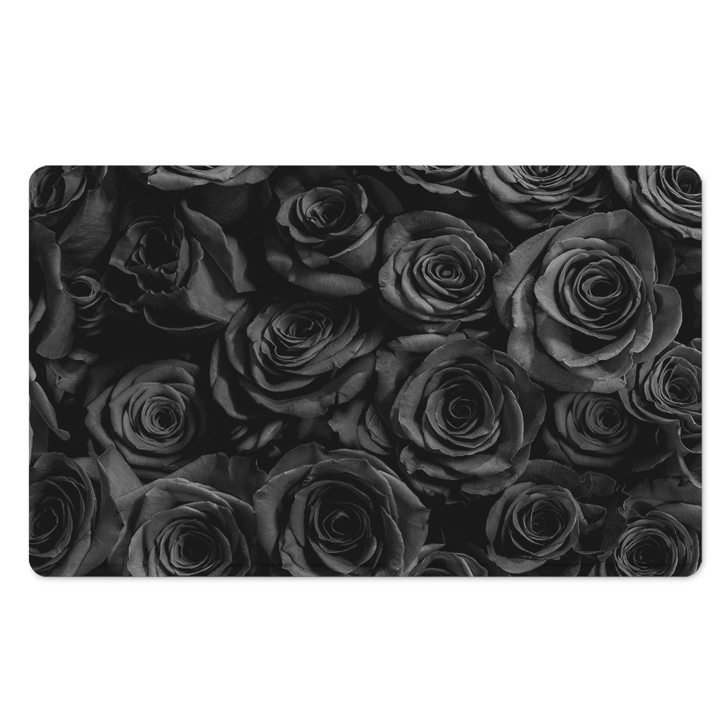 Black Rose Print Polyester Doormat