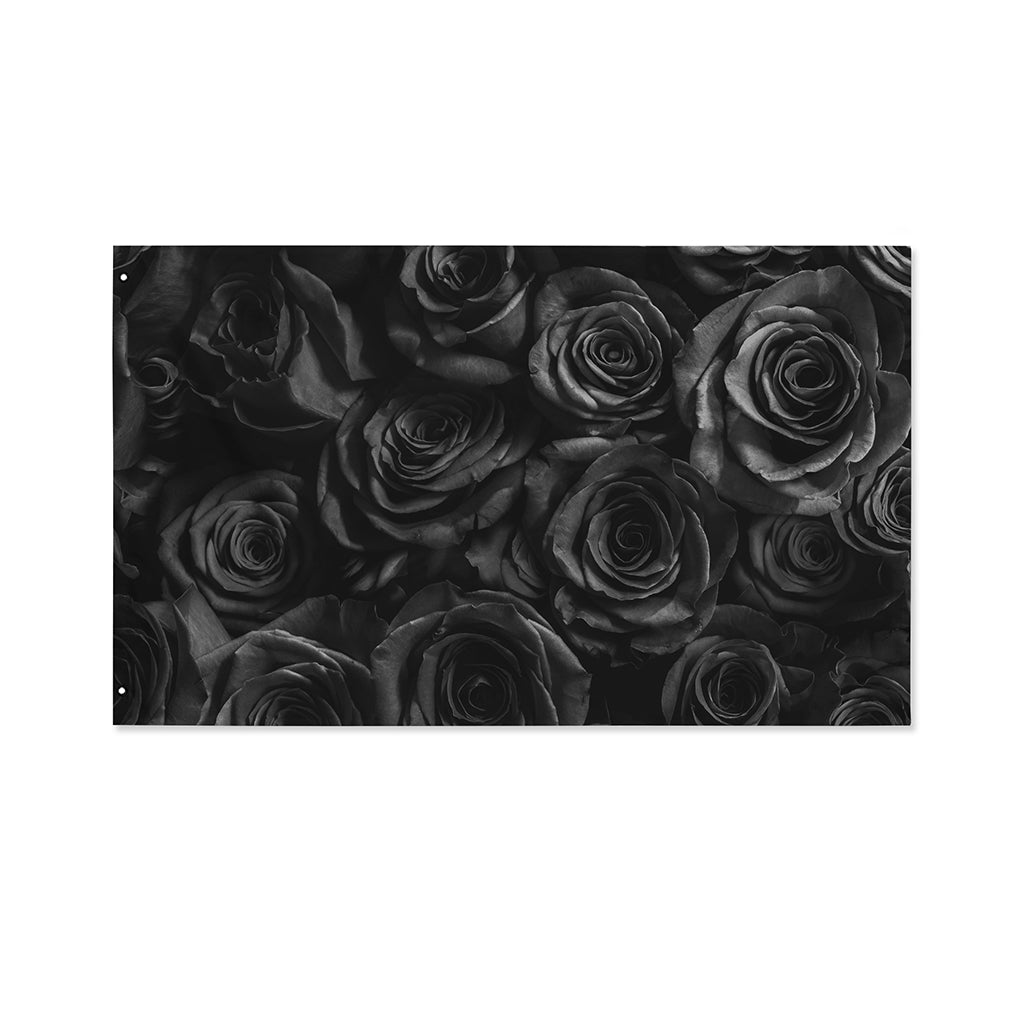 Black Rose Print Polyester Flag