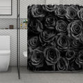 Black Rose Print Polyester Shower Curtain