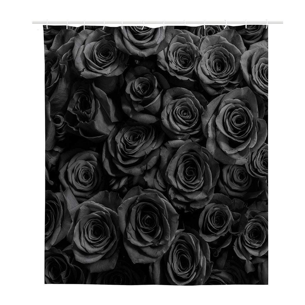 Black Rose Print Polyester Shower Curtain
