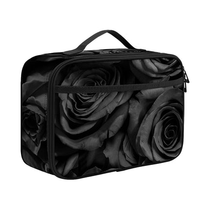 Black Rose Print Portable Lunch Bag
