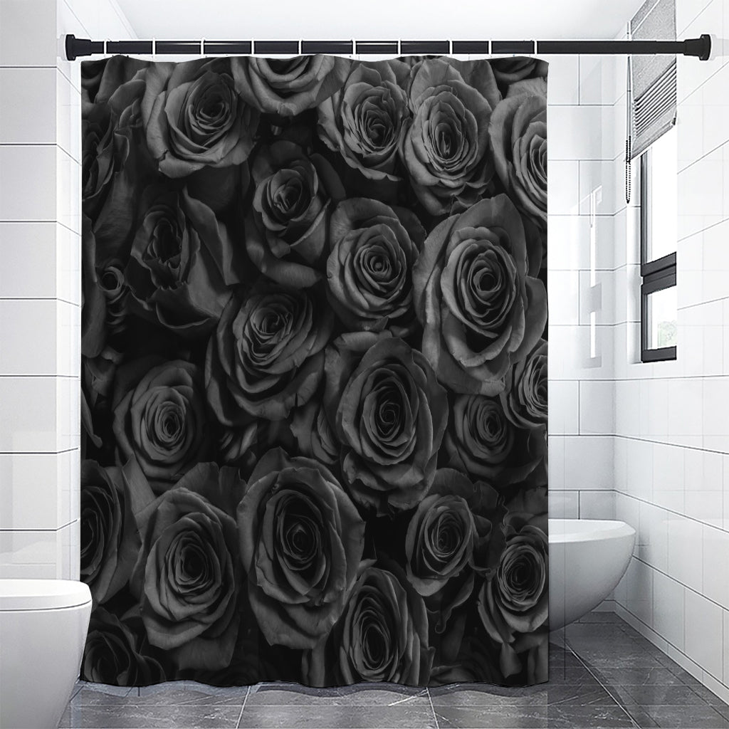 Black Rose Print Premium Shower Curtain