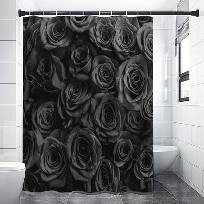 Black Rose Print Premium Shower Curtain