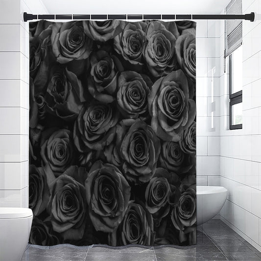 Black Rose Print Premium Shower Curtain