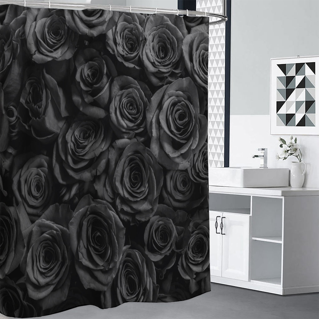 Black Rose Print Premium Shower Curtain