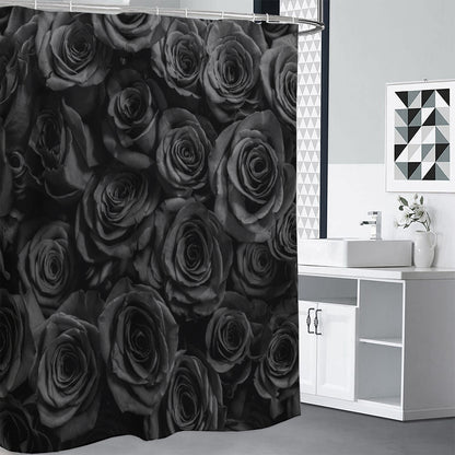 Black Rose Print Premium Shower Curtain