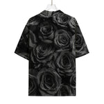 Black Rose Print Rayon Hawaiian Shirt
