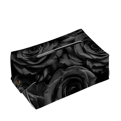 Black Rose Print Rectangle Tissue Box Cover